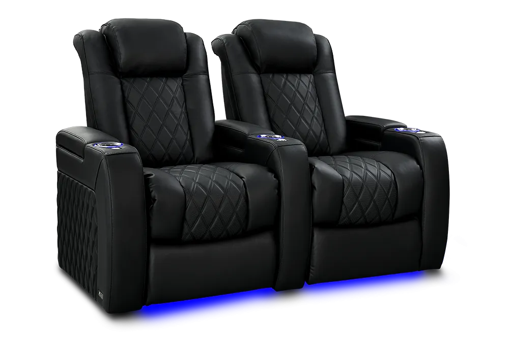 Valencia Tuscany Slim Ultimate Luxury Leather Home Theater Seating Row of 2, Onyx