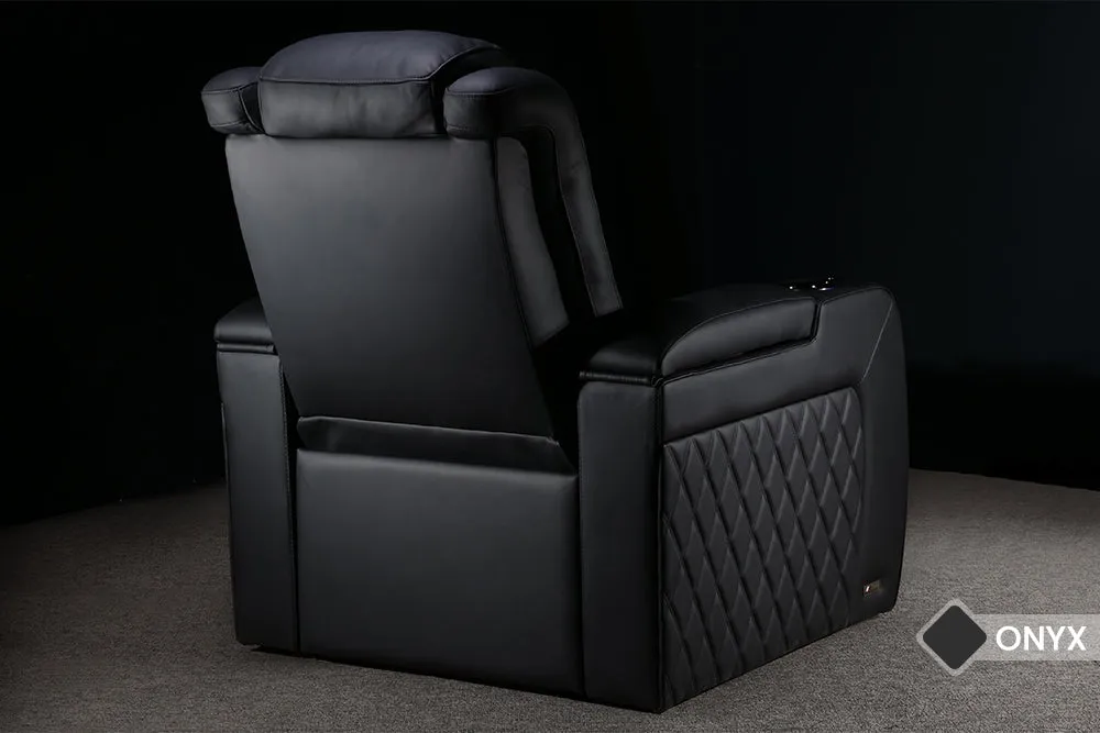 Valencia Tuscany Slim Ultimate Luxury Leather Home Theater Seating Row of 2, Onyx