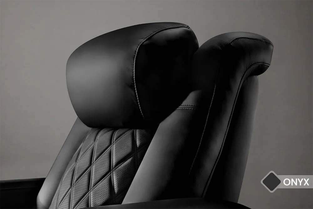 Valencia Tuscany Slim Ultimate Luxury Leather Home Theater Seating Row of 2, Onyx