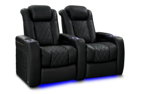 Valencia Tuscany Slim Ultimate Luxury Leather Home Theater Seating Row of 2, Onyx
