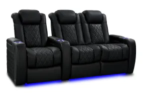 Valencia Tuscany Slim Ultimate Luxury Leather Home Theater Seating Row of 3 Loveseat Right, Onyx