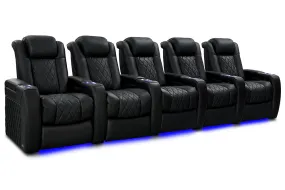 Valencia Tuscany Slim Ultimate Luxury Leather Home Theater Seating Row of 5, Onyx