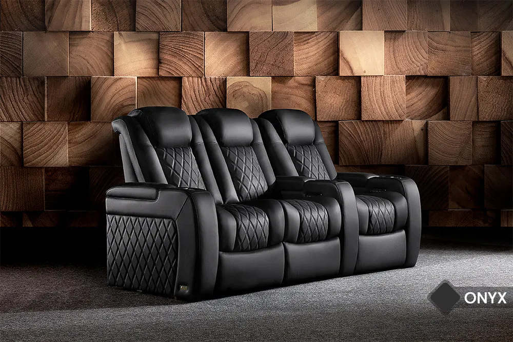 Valencia Tuscany Slim Ultimate Luxury Leather Home Theater Seating Row of 5, Onyx
