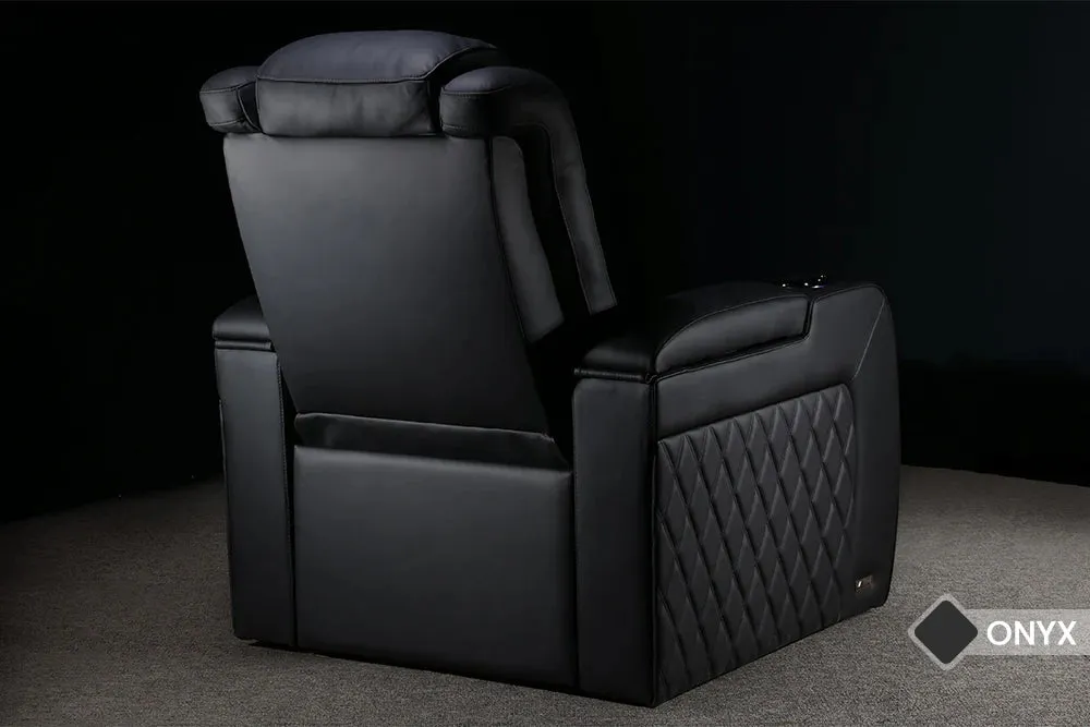 Valencia Tuscany Slim Ultimate Luxury Leather Home Theater Seating Row of 5, Onyx