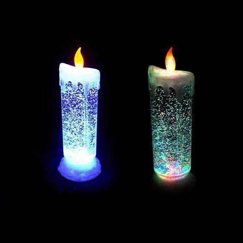 Vital Creations Colour Changing Led Light Glitter Water Candle,Candle Light for Diwali Decoration, Christmas Festivals/Corporate/Party Decor (Swirling Glitter)(Pack of 1 Pc)