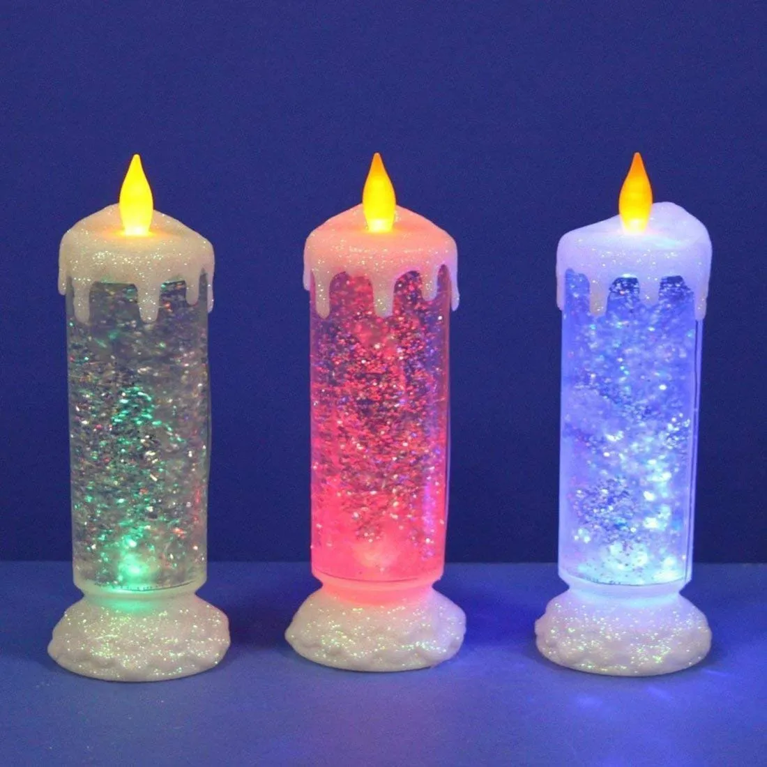 Vital Creations Colour Changing Led Light Glitter Water Candle,Candle Light for Diwali Decoration, Christmas Festivals/Corporate/Party Decor (Swirling Glitter)(Pack of 1 Pc)