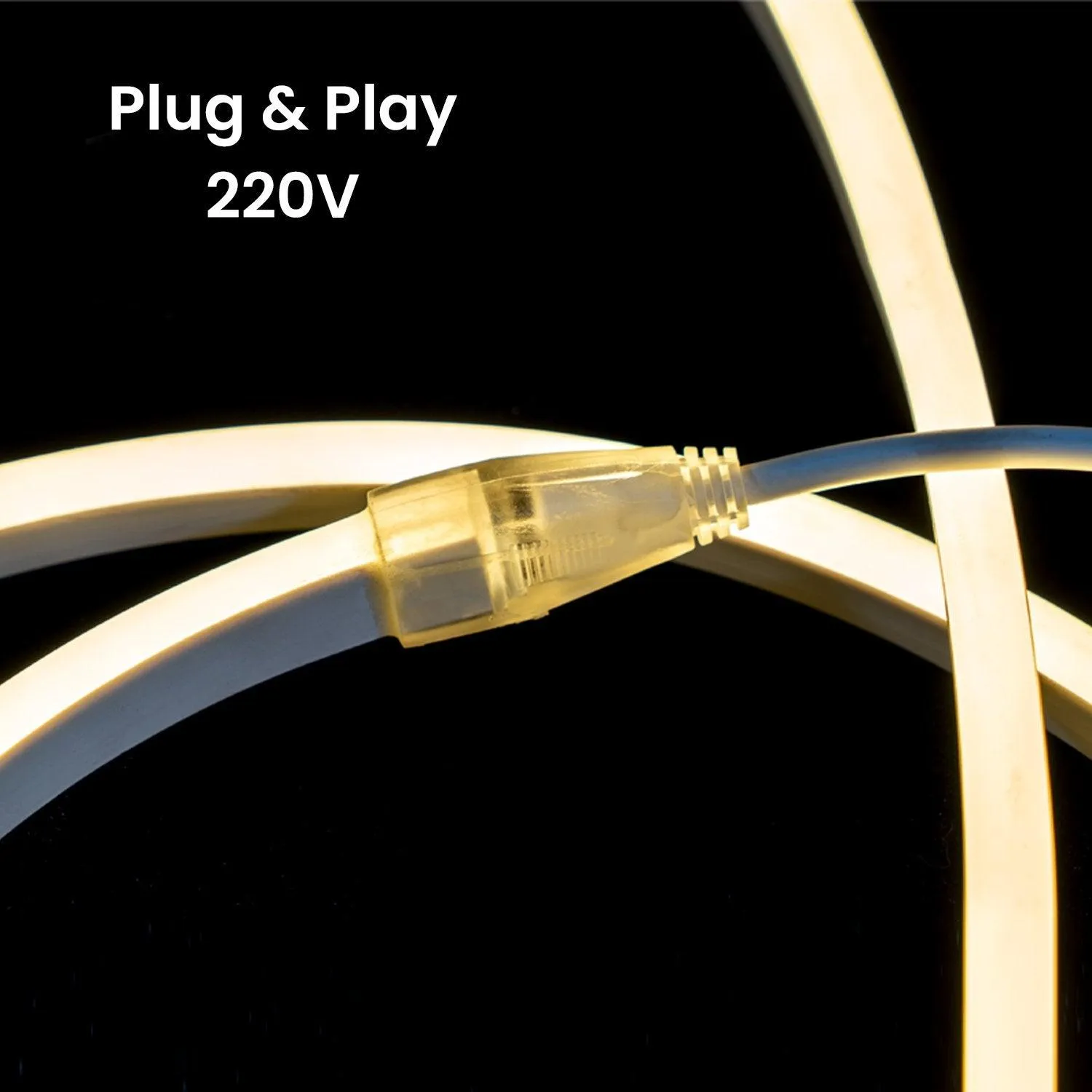 Warm White LED Neon Flex Double Side 220V 240V 120LED/m 8x16mm IP67 Waterproof Full Kit