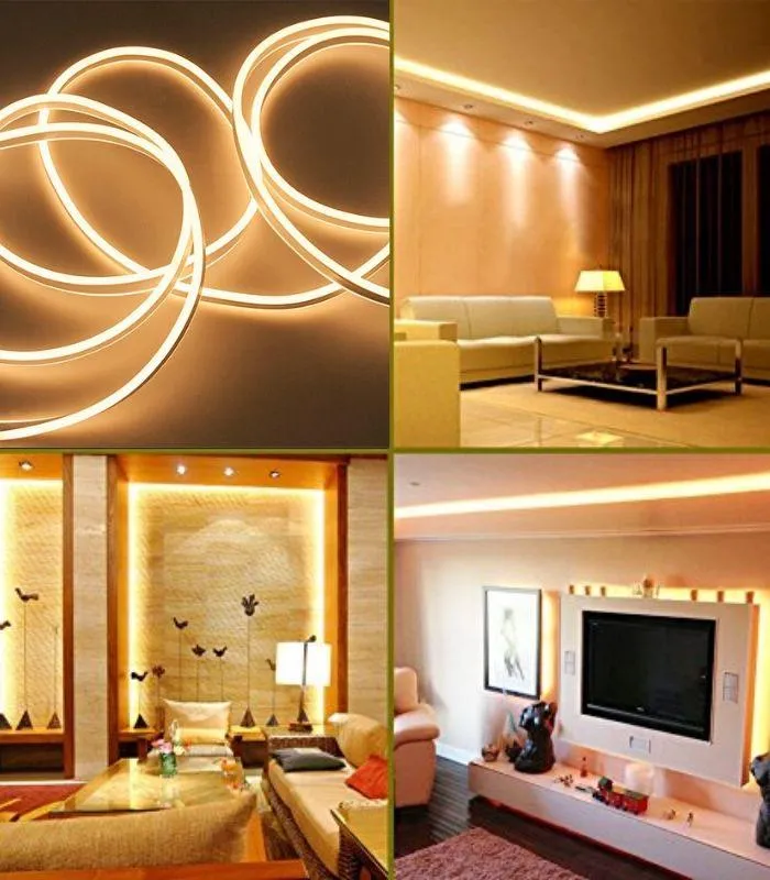 Warm White LED Neon Flex Double Side 220V 240V 120LED/m 8x16mm IP67 Waterproof Full Kit