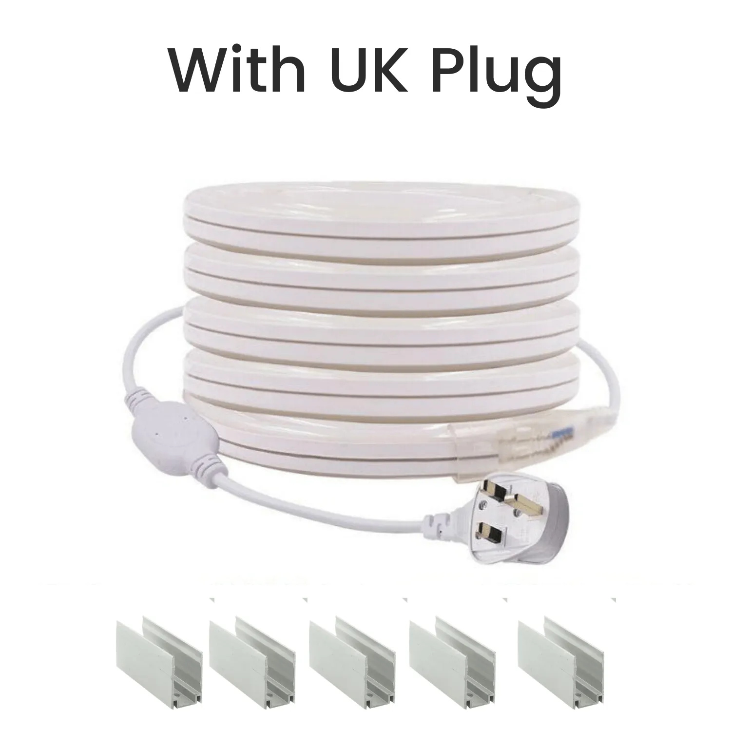 Warm White Neon Flex 14x25mm 220V 240V 120LEDs/m IP65 Waterproof with UK Plug
