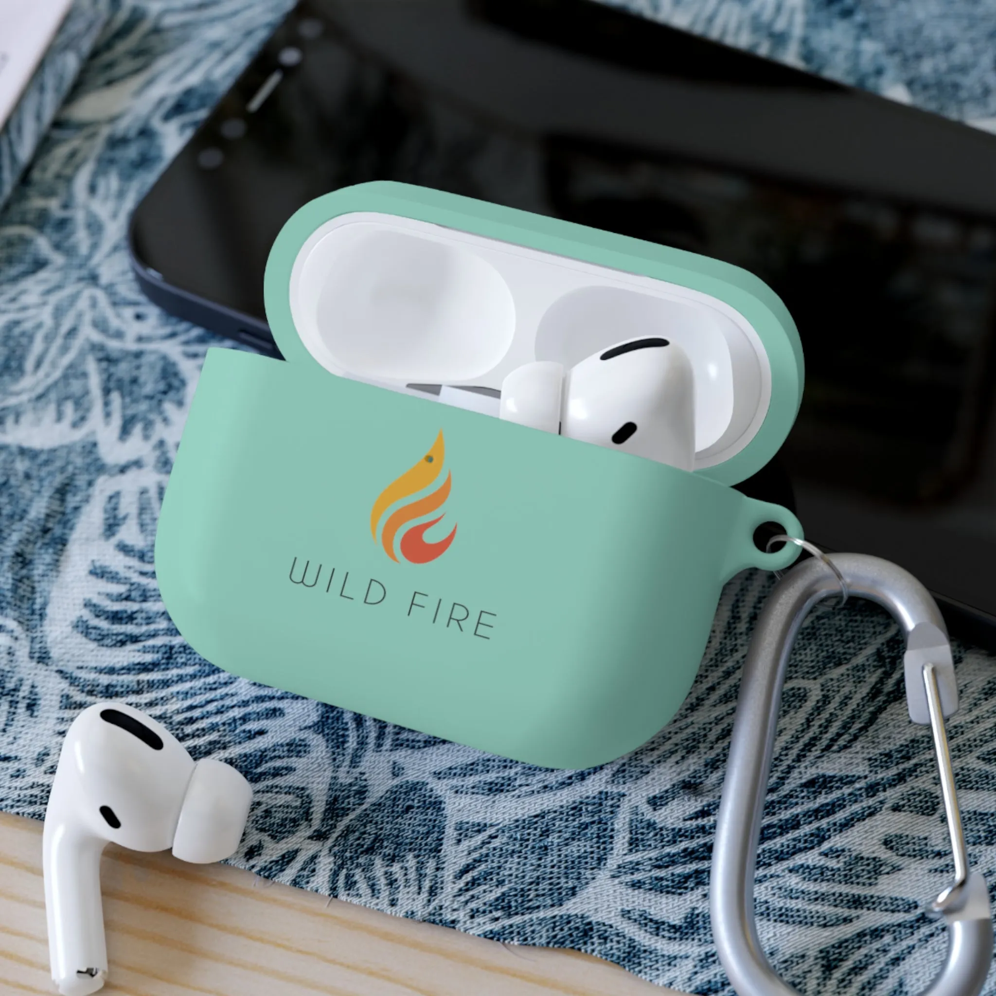 Wild Fire AirPods and AirPods Pro Case Cover (White, Pink and Mint)