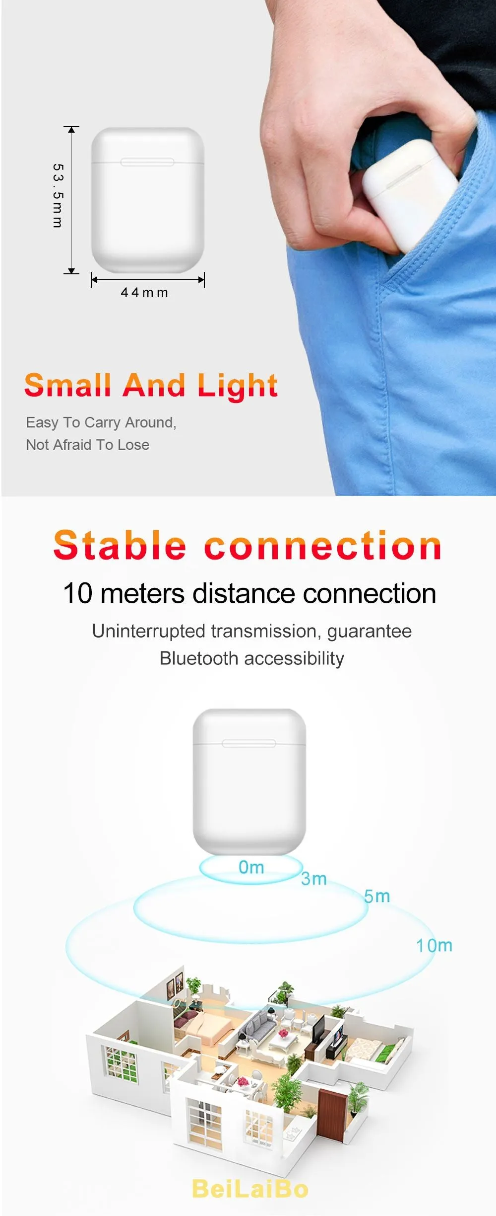 Wireless Bluetooth Earbuds with Pop Up Connect & Touch Controls - 8 Colors