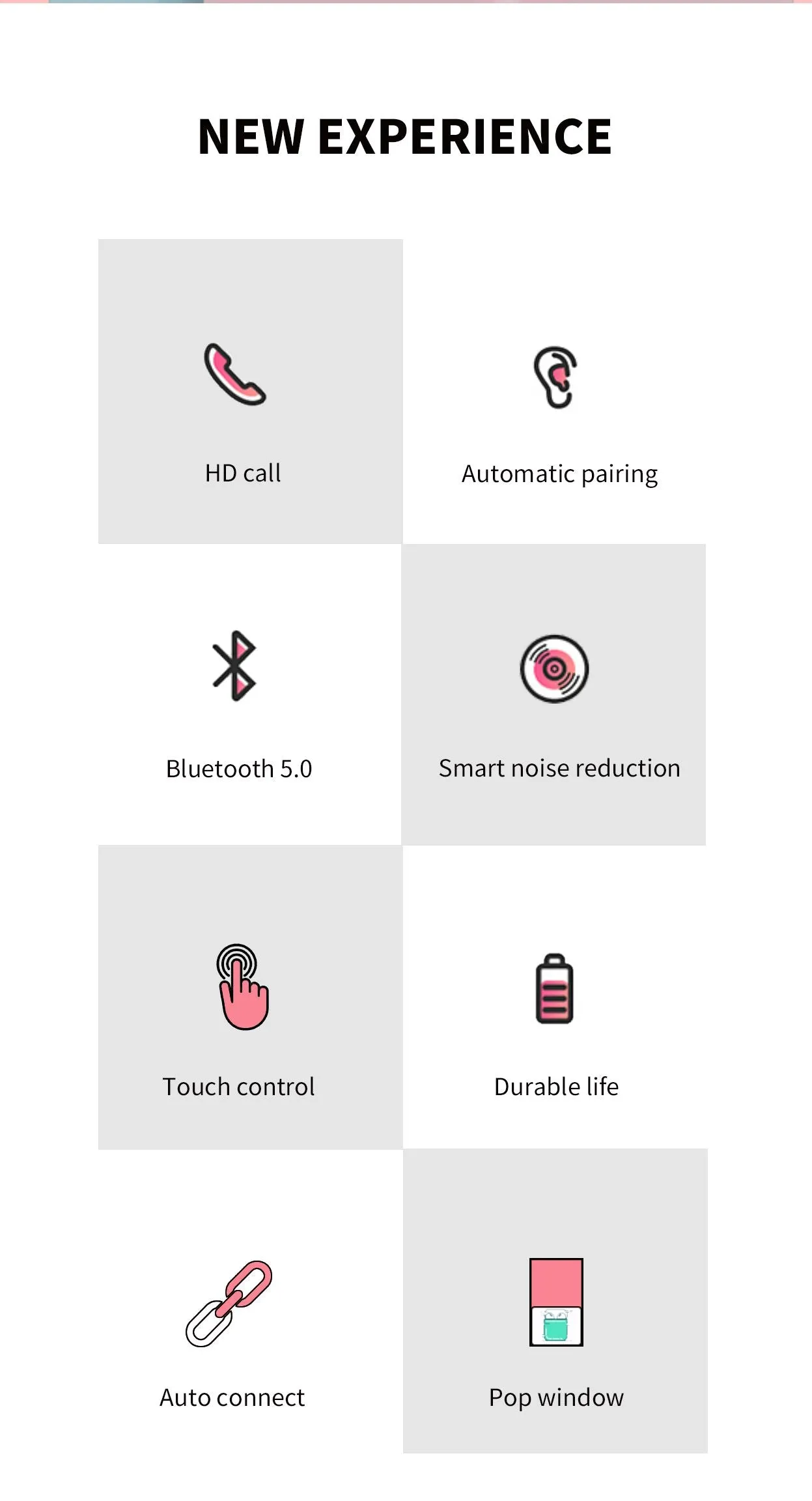 Wireless Bluetooth Earbuds with Pop Up Connect & Touch Controls - 8 Colors