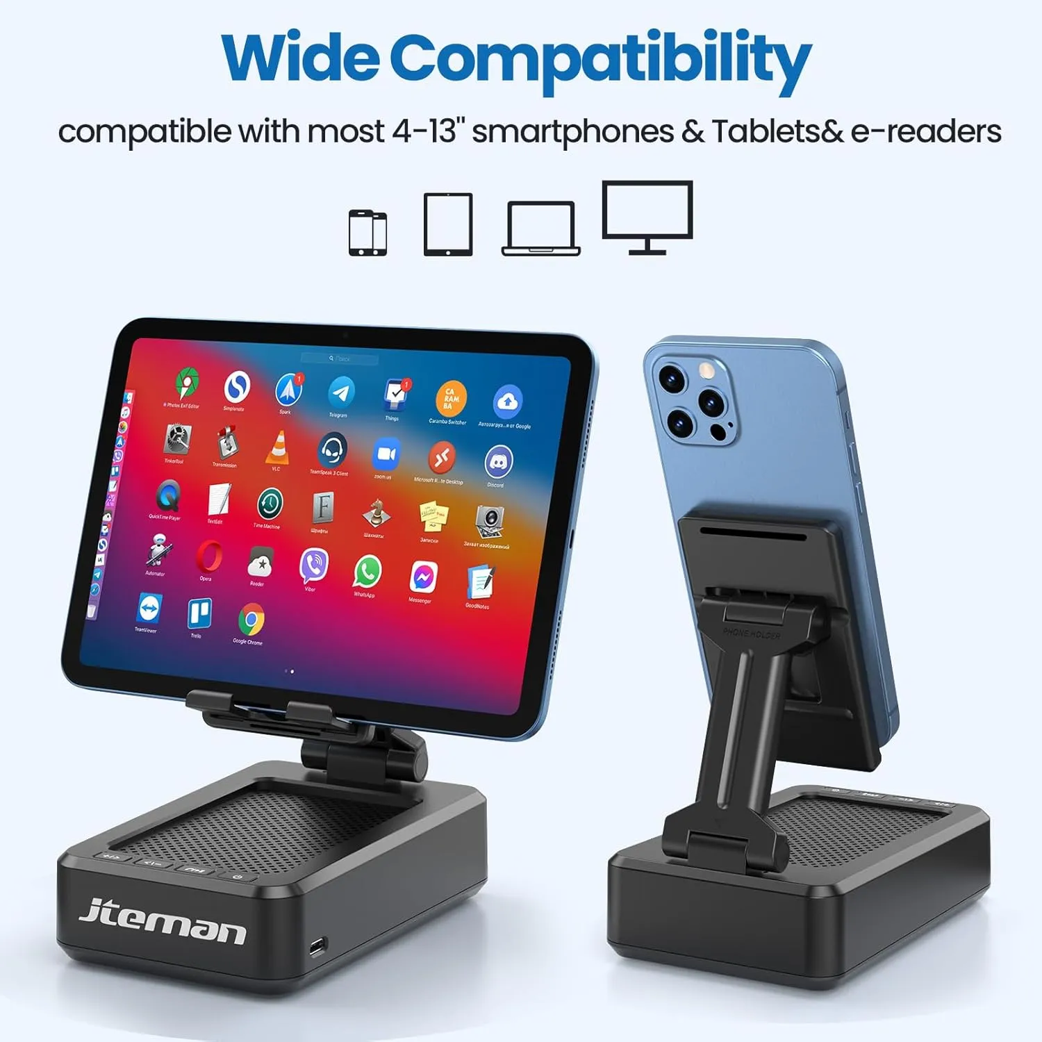 Wireless Bluetooth Speaker Cell Phone Stand with Anti-Slip Base - Perfect for Home & Outdoors