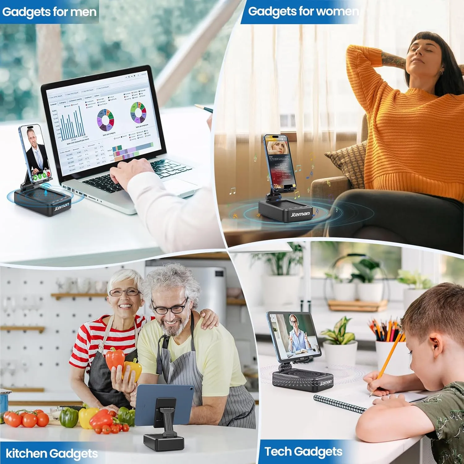 Wireless Bluetooth Speaker Cell Phone Stand with Anti-Slip Base - Perfect for Home & Outdoors
