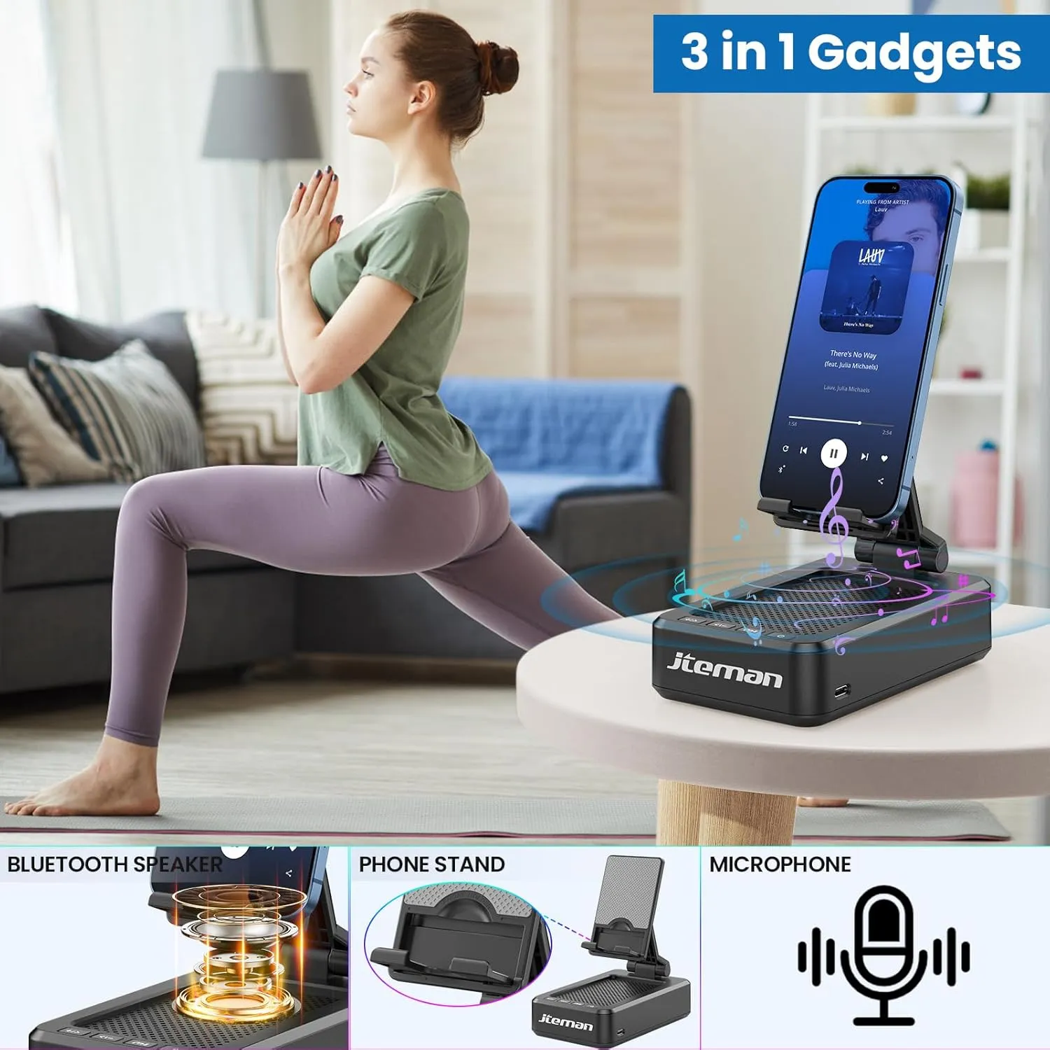 Wireless Bluetooth Speaker Cell Phone Stand with Anti-Slip Base - Perfect for Home & Outdoors