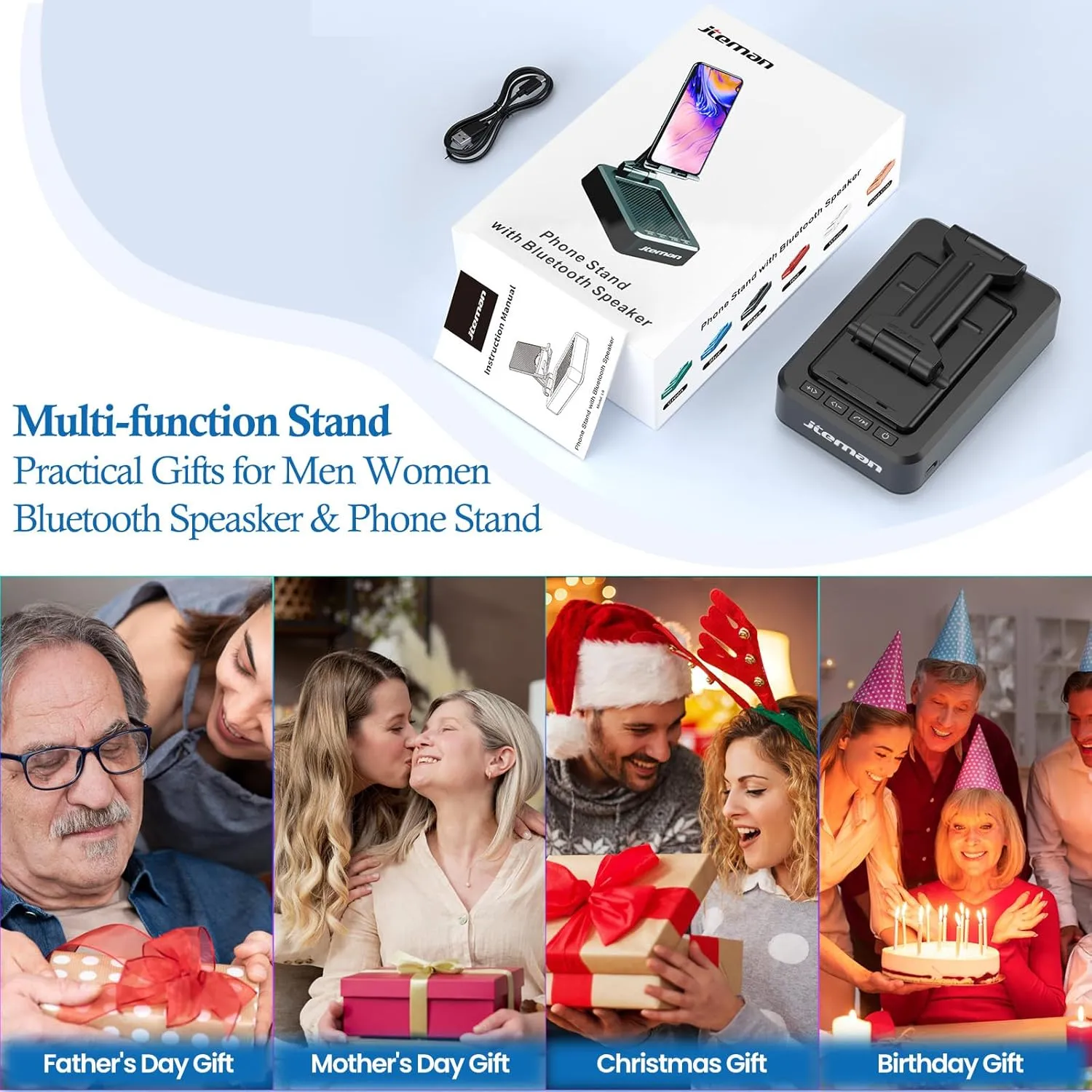 Wireless Bluetooth Speaker Cell Phone Stand with Anti-Slip Base - Perfect for Home & Outdoors
