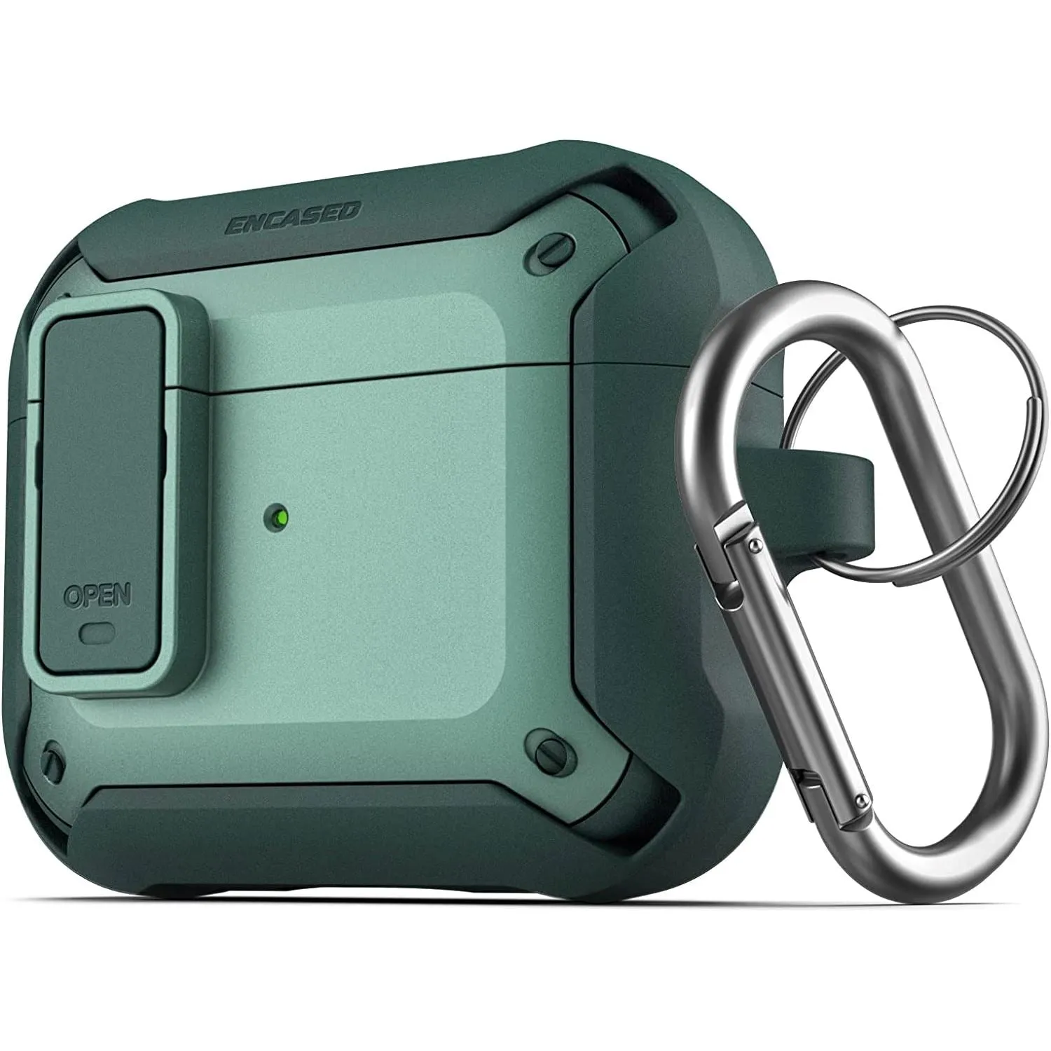 X-Armor for Airpods 3rd Generation Case with Locking Lid | Protective Carrying Pod with Carabiner Keychain (Airpods Gen 3)