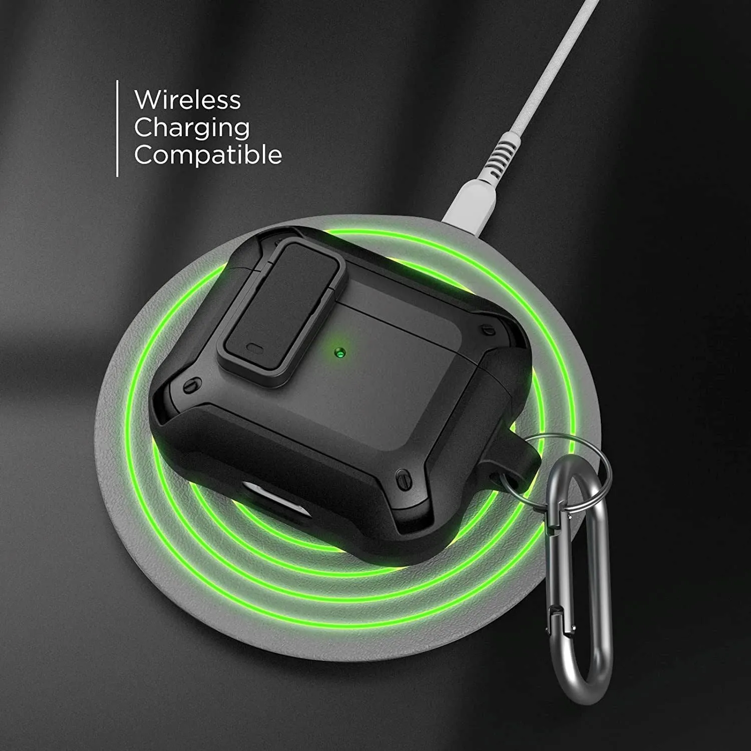 X-Armor for Airpods 3rd Generation Case with Locking Lid | Protective Carrying Pod with Carabiner Keychain (Airpods Gen 3)