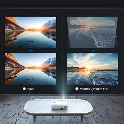 YABER V2 WiFi Mini Projector 6500L [Projector Screen Included] Full HD 1080P and 200" Supported, Portable Wireless Mirroring Projector for iOS/Android/TV Stick/PS4/PC Home & Outdoor (White)