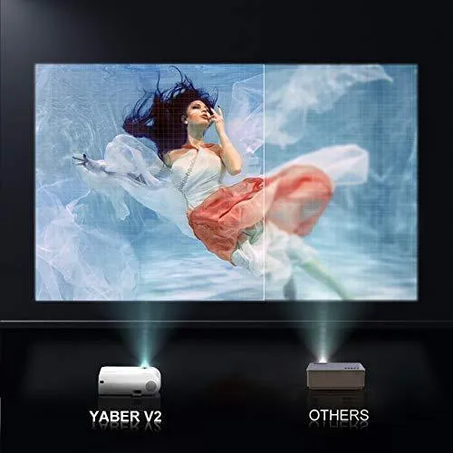 YABER V2 WiFi Mini Projector 6500L [Projector Screen Included] Full HD 1080P and 200" Supported, Portable Wireless Mirroring Projector for iOS/Android/TV Stick/PS4/PC Home & Outdoor (White)